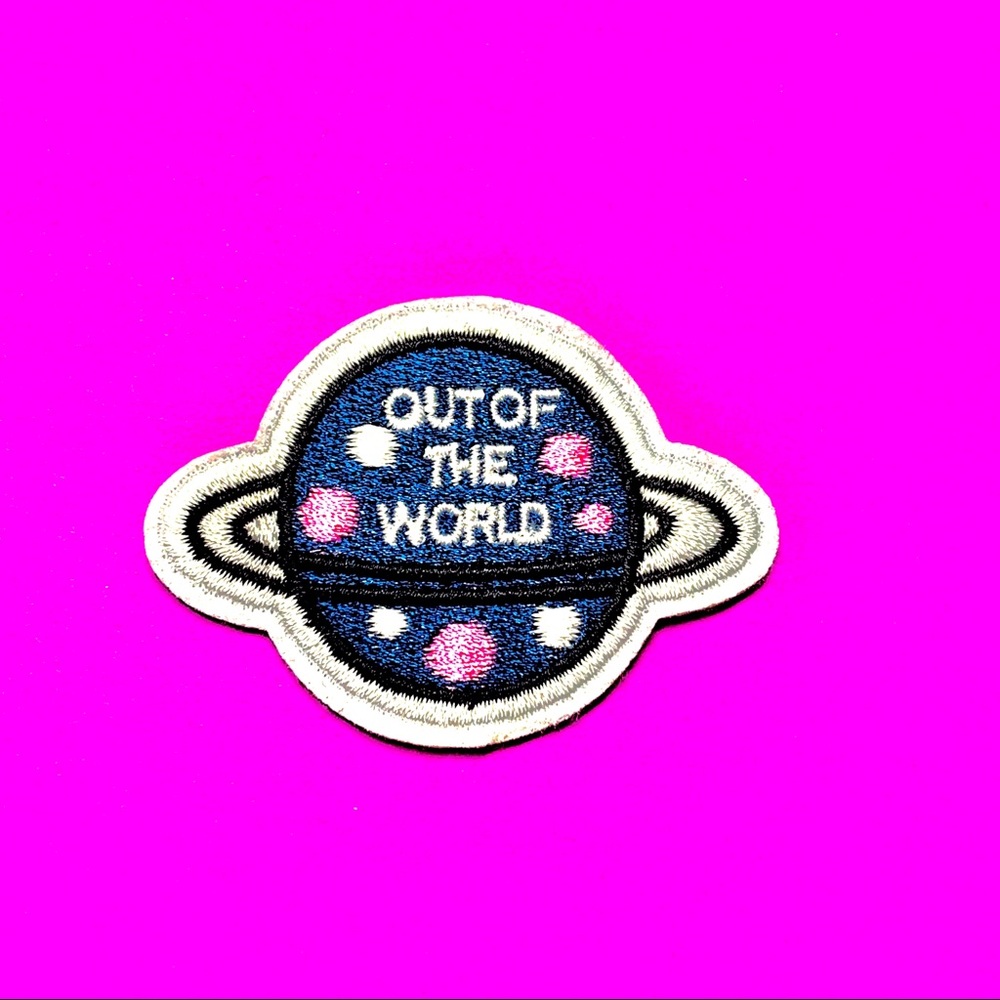 Blue out of the world ringed planet iron On patch